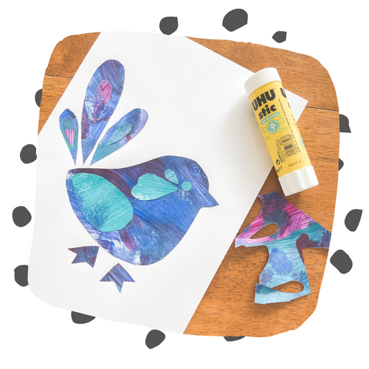 Free Kids Craft Activity – Eric Carle Inspired Blue Wren Collage