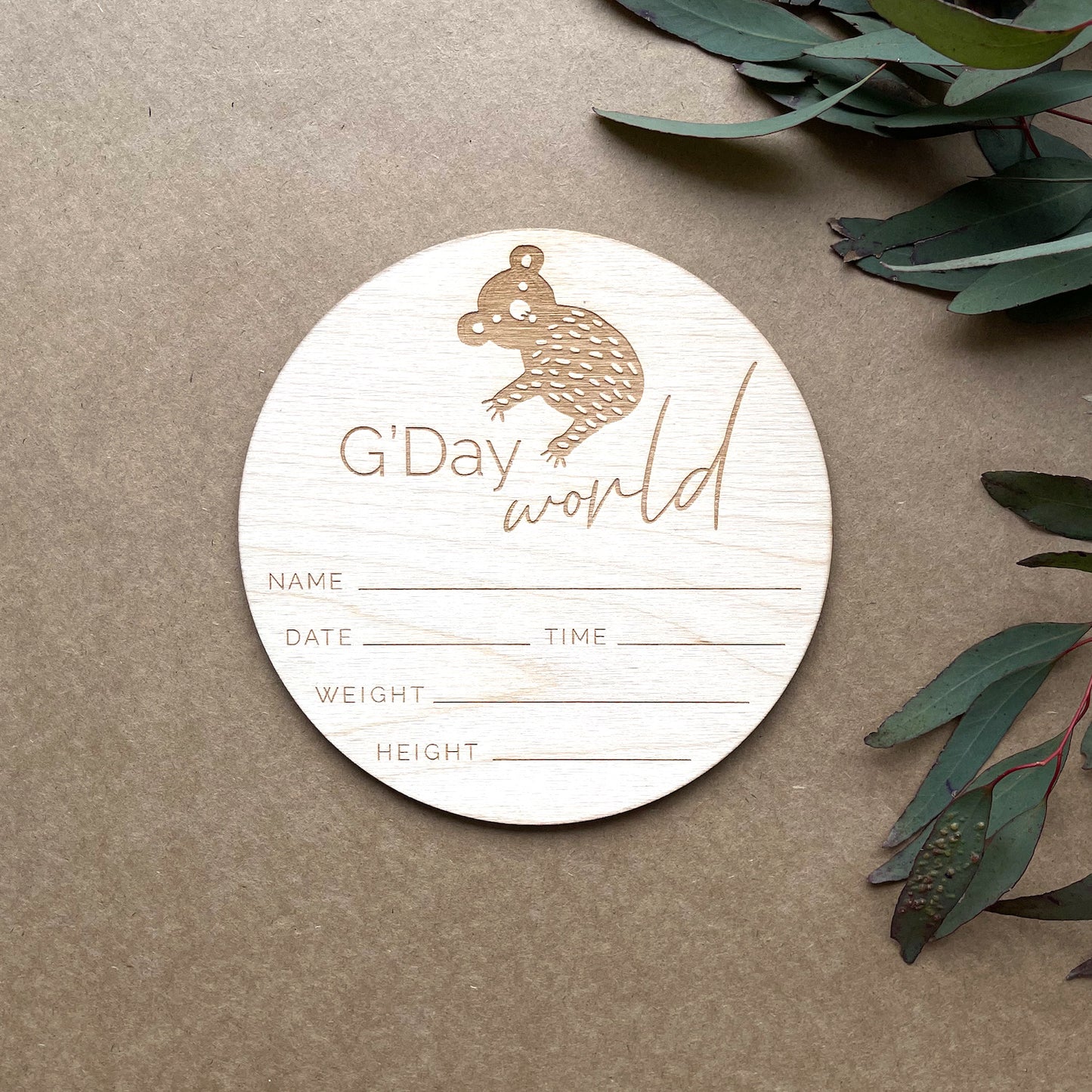 G'Day World Birth Announcement-Bandicute