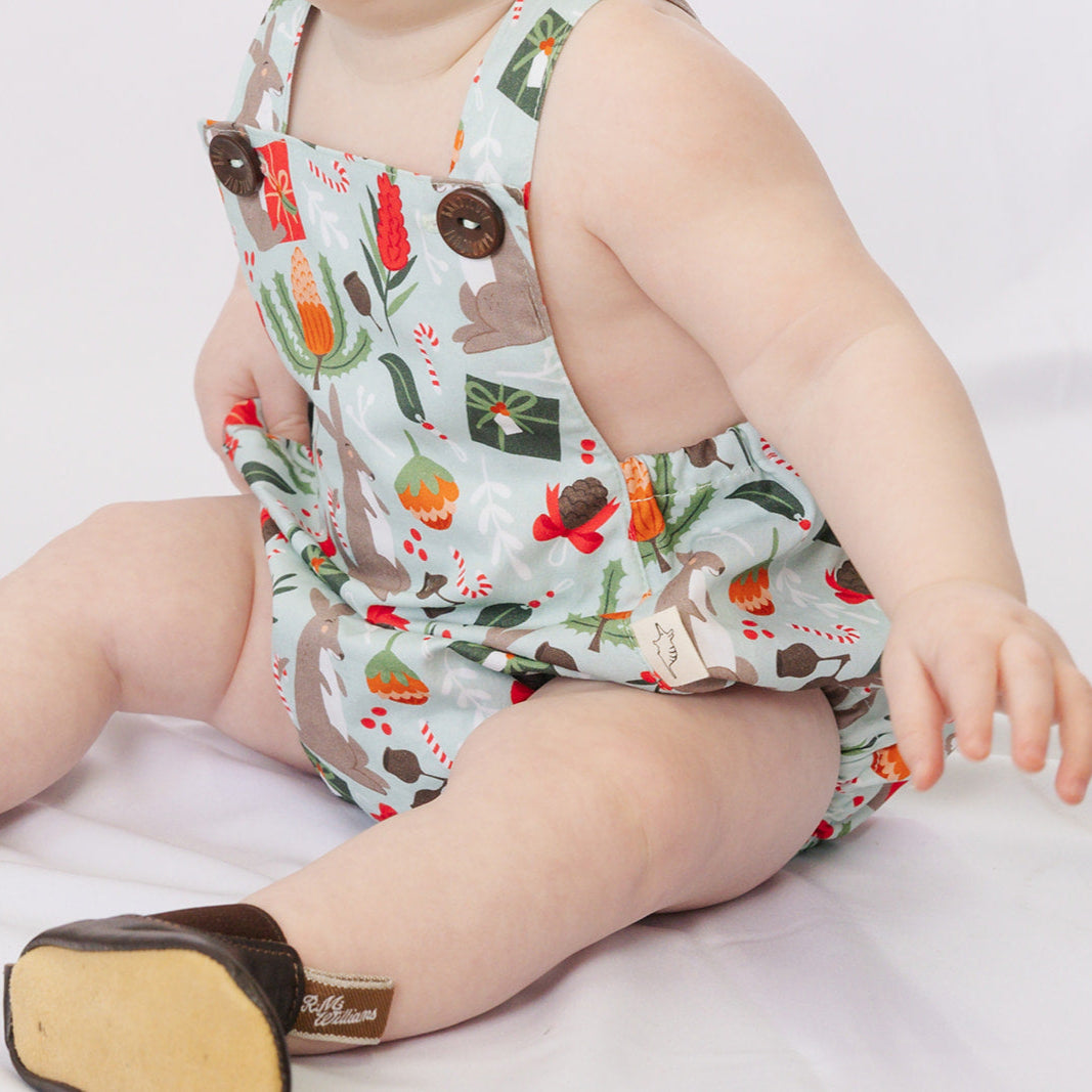 PRE-ORDER - Christmas Baby Romper - Australian Native Animals - Plain Straps-Bandicute