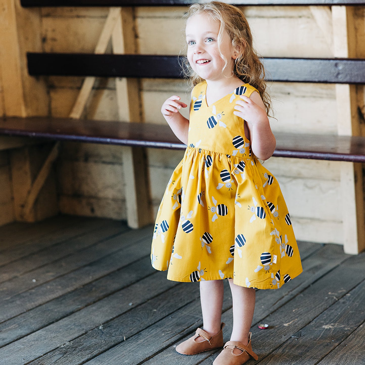 Bee Dress - Mustard-Bandicute