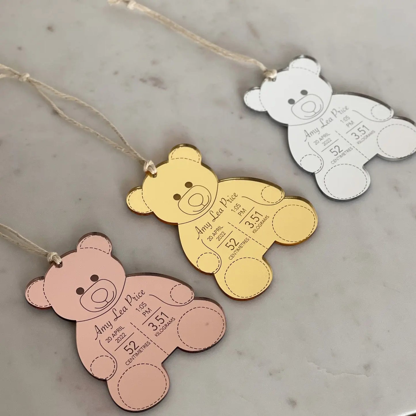 Baby Birth Details Personalised Christmas Ornament - Teddy Bear-Bandicute
