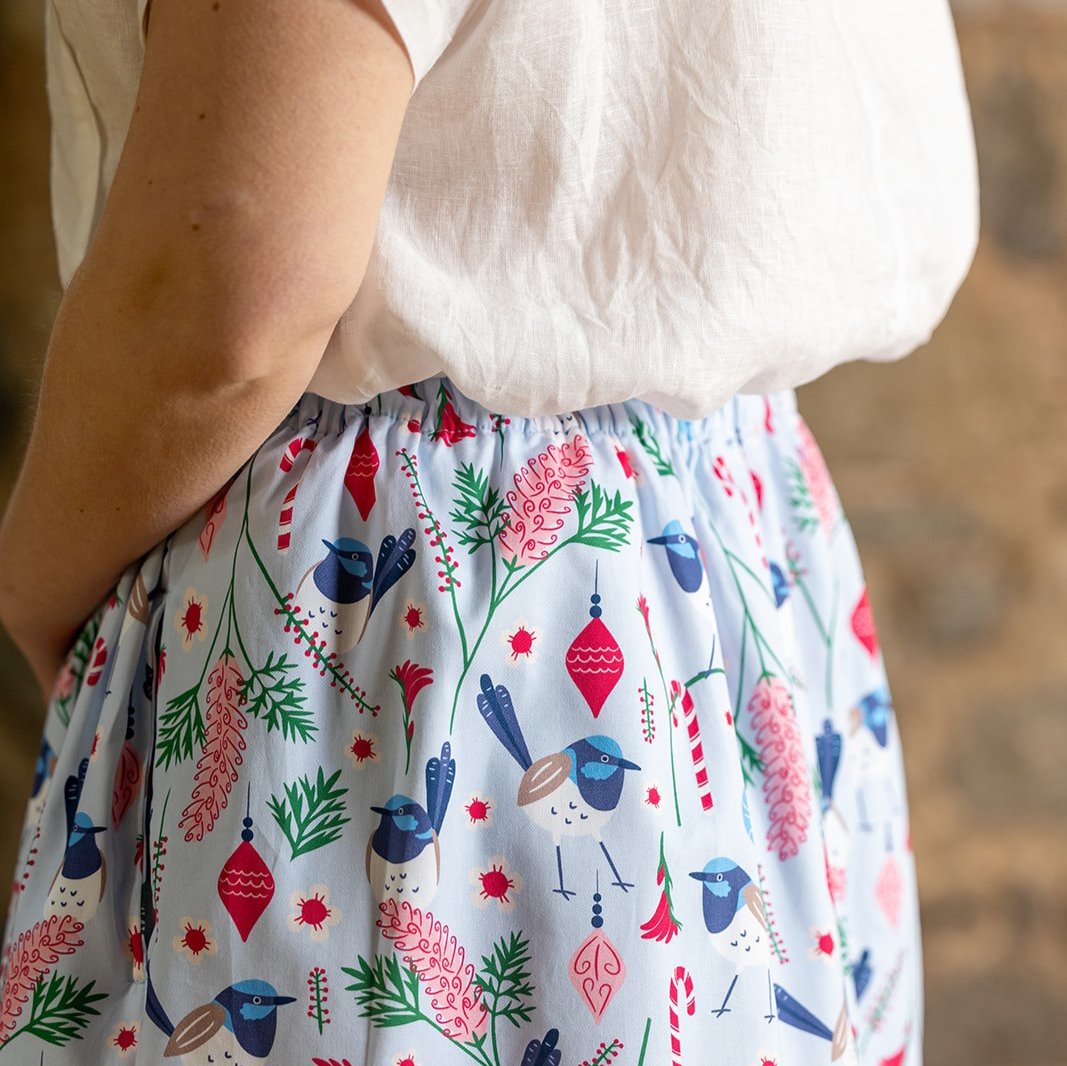 Blue Wren Christmas Women's Skirt - PRE-ORDER-Bandicute
