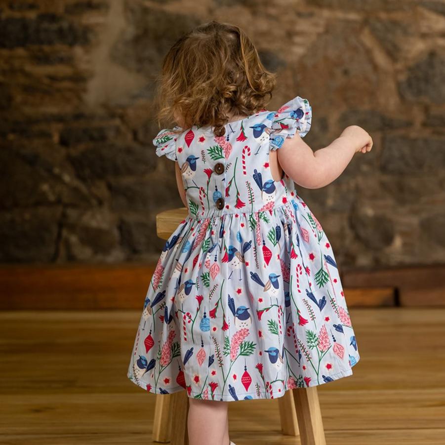 Blue Wren Girls Christmas Dress - PRE-ORDER-Bandicute