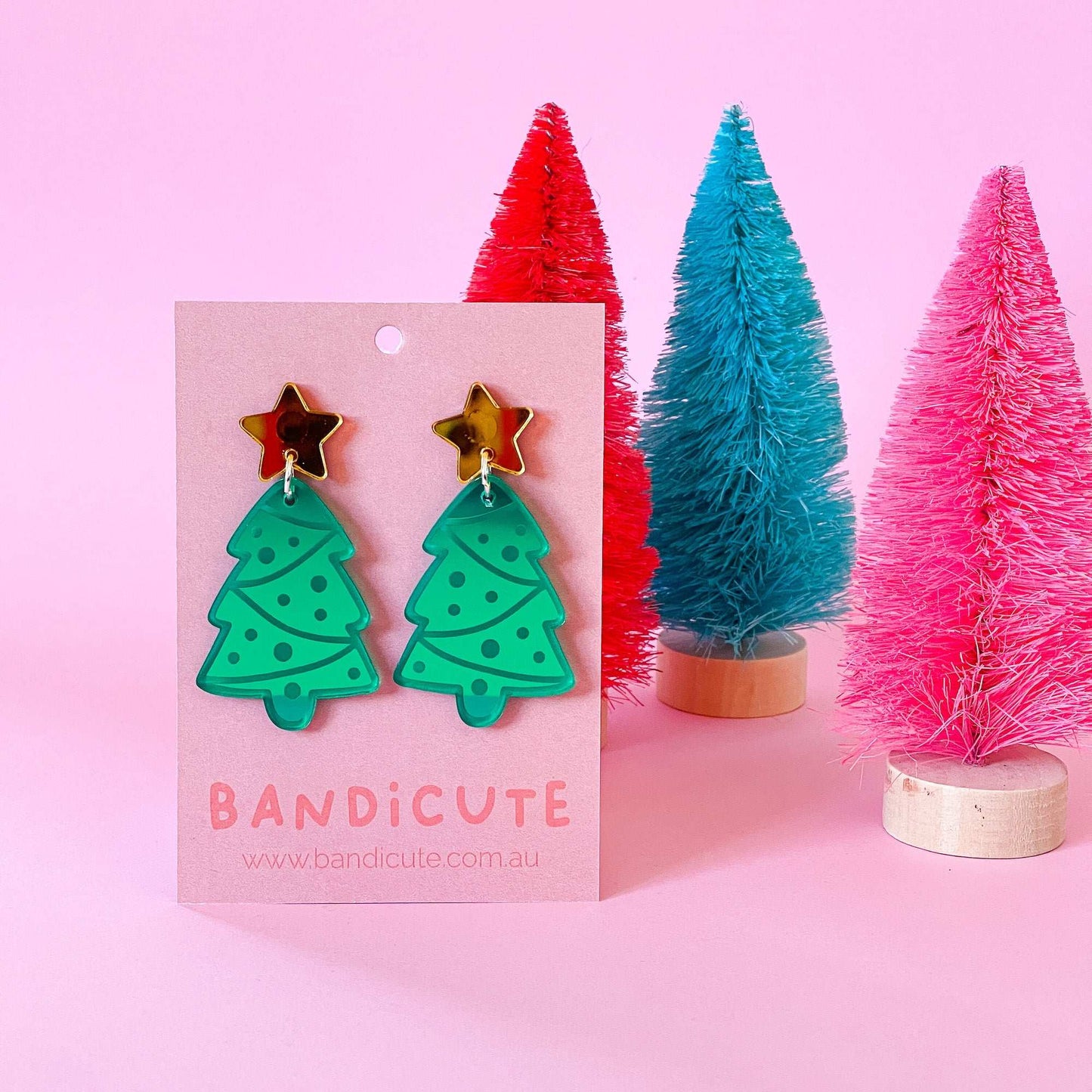 Christmas Tree Earrings - Green-Bandicute