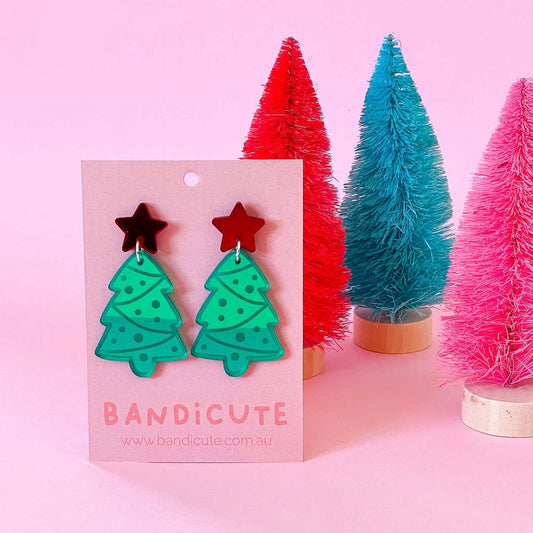 Christmas Tree Earrings - Green-Bandicute