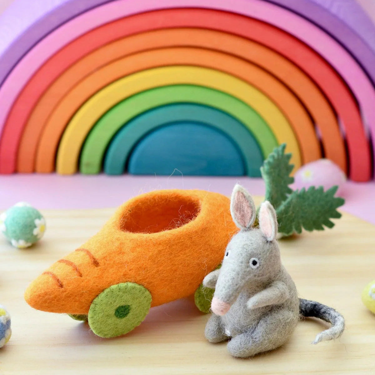 Felt Bilby with Carrot Car Toy-Bandicute