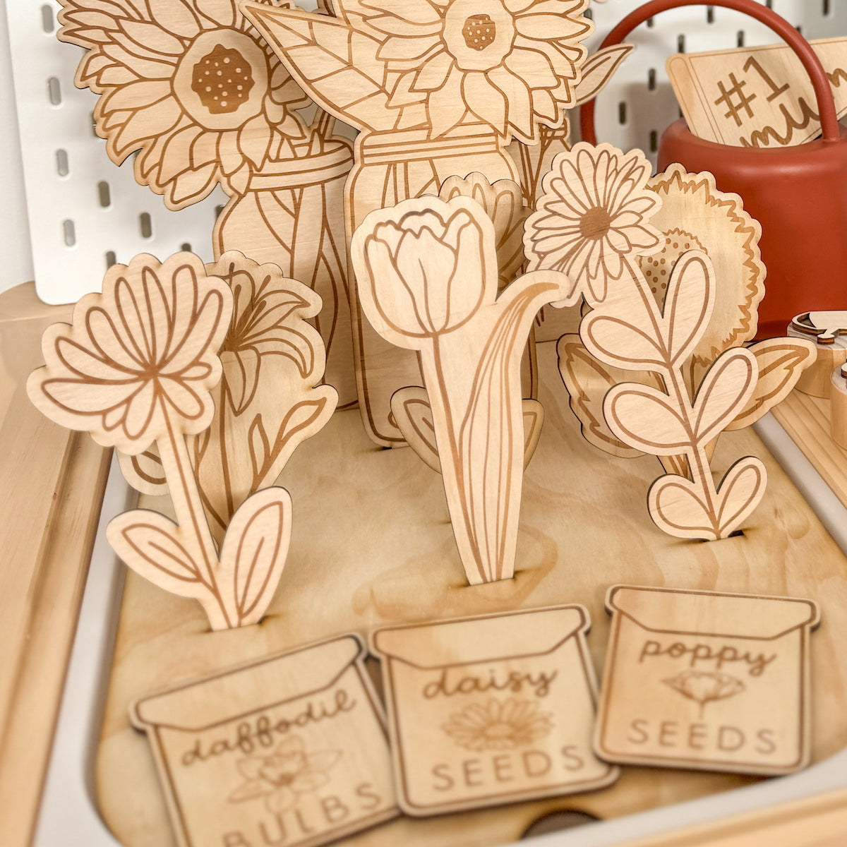 Flower Shop Wooden Flowers - set of 6-Bandicute