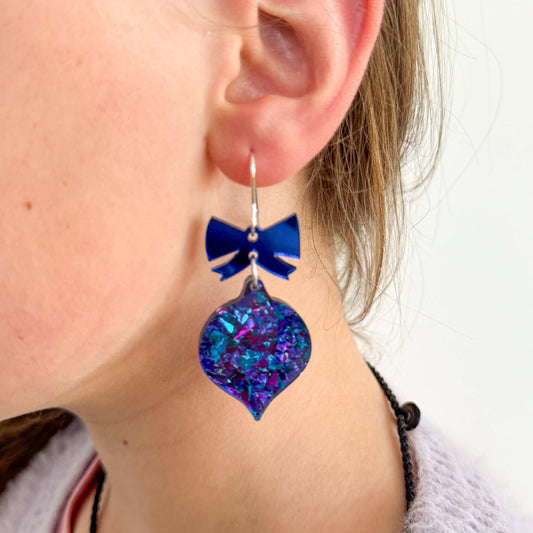 Bauble Earrings - Sparkly Blue-Bandicute