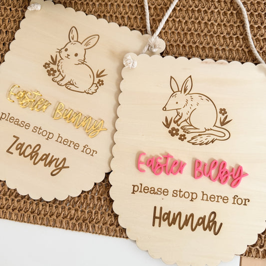Bilby or Bunny Personalised Easter Stop Here Sign-Bandicute