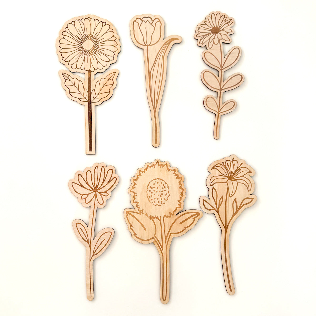 Flower Shop Wooden Flowers - set of 6-Bandicute