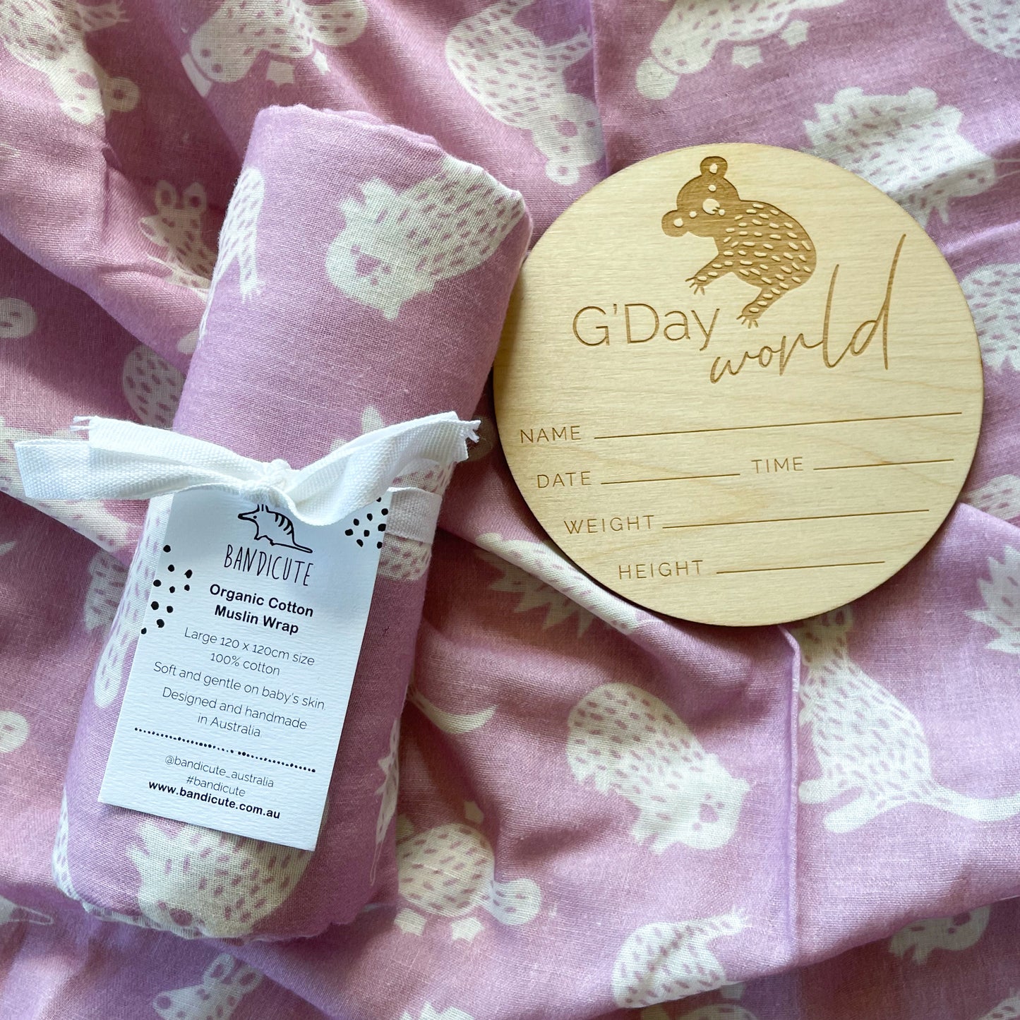 Australian Animal Muslin Wrap-Bandicute