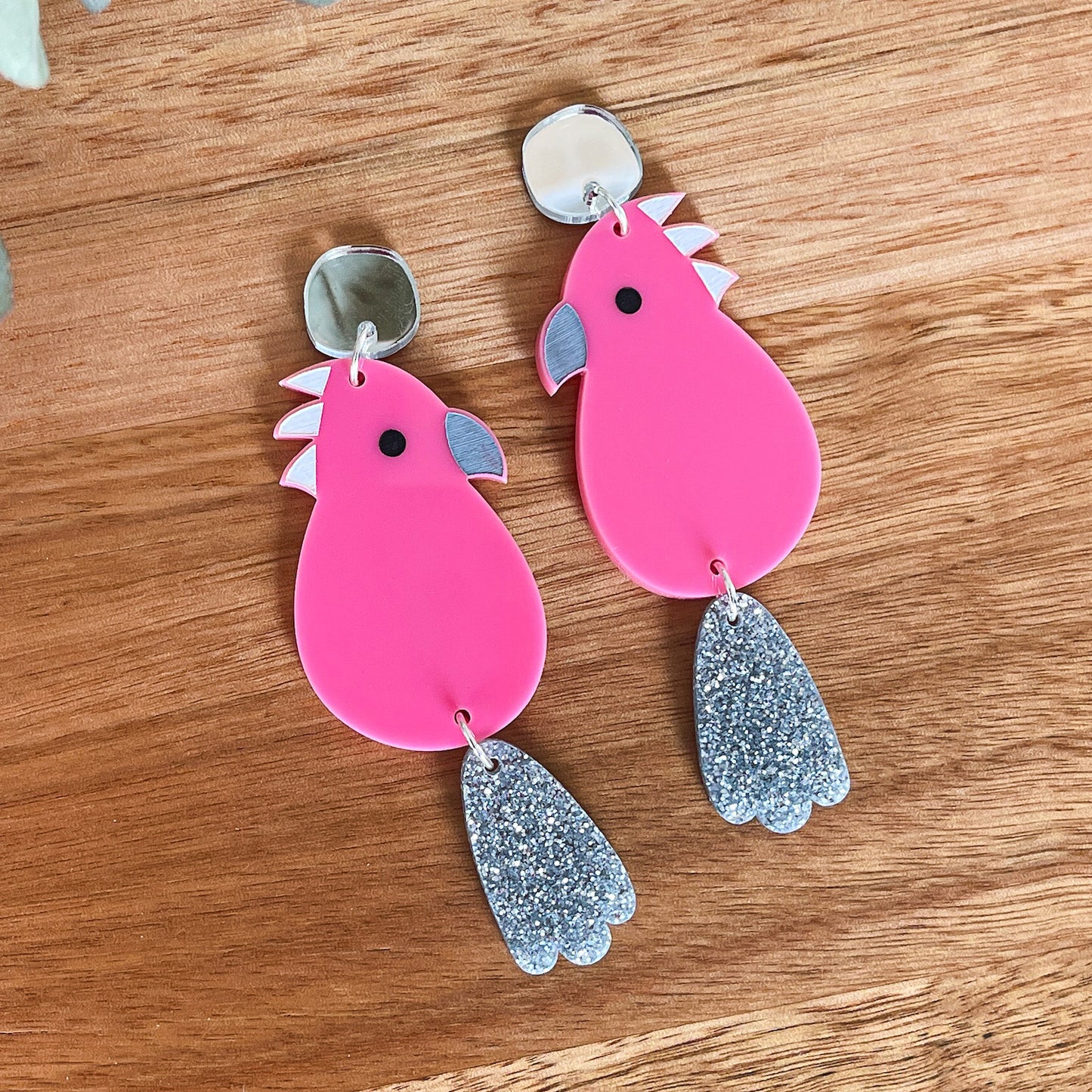 Christmas Glitter Galah Earrings - PRE-ORDER-Bandicute
