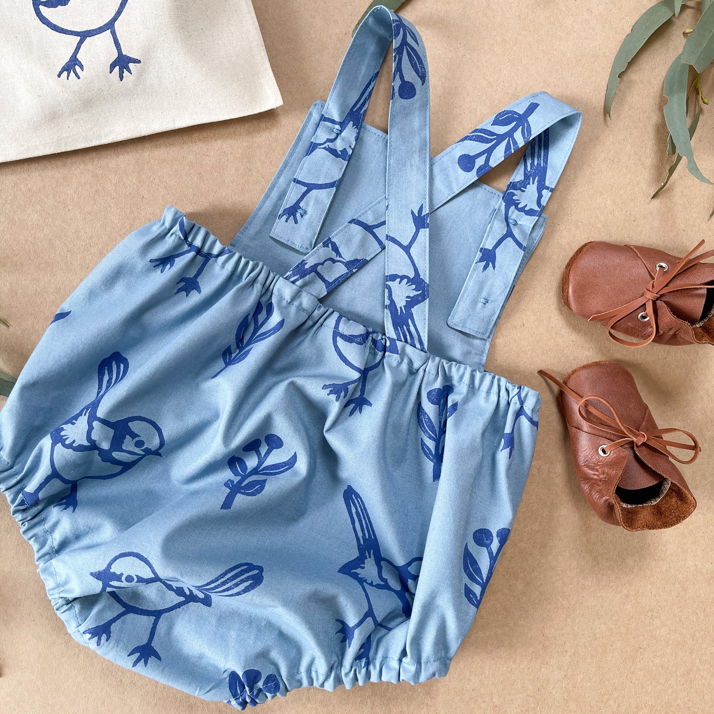 Back view blue wren romper