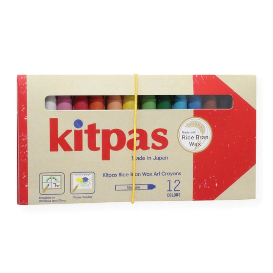 Kitpas Medium Stick Rice Wax Crayons - 12 Pack-Bandicute