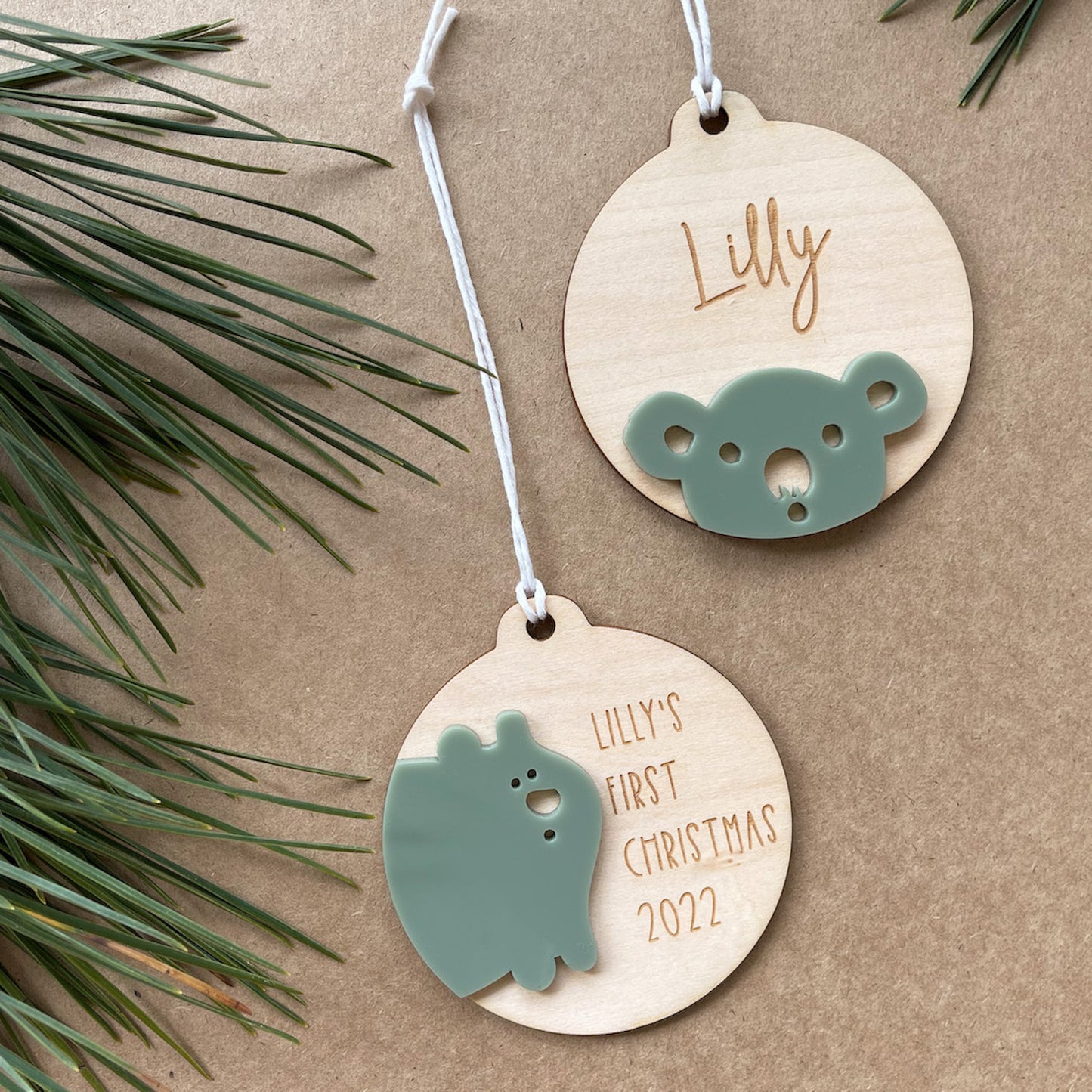 Personalised Christmas Ornaments - Wombats and Koalas - More Colours Available-Bandicute