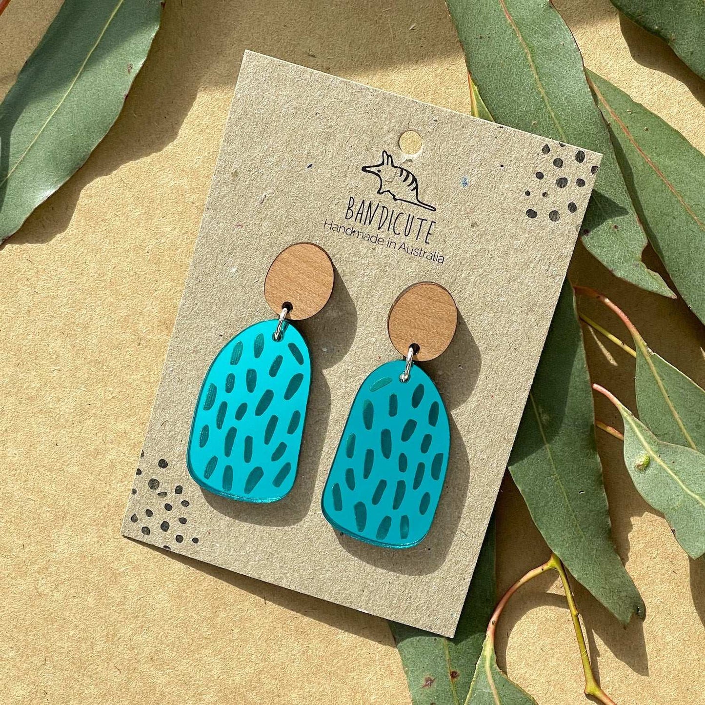 Teal Mirror Dangles-Bandicute