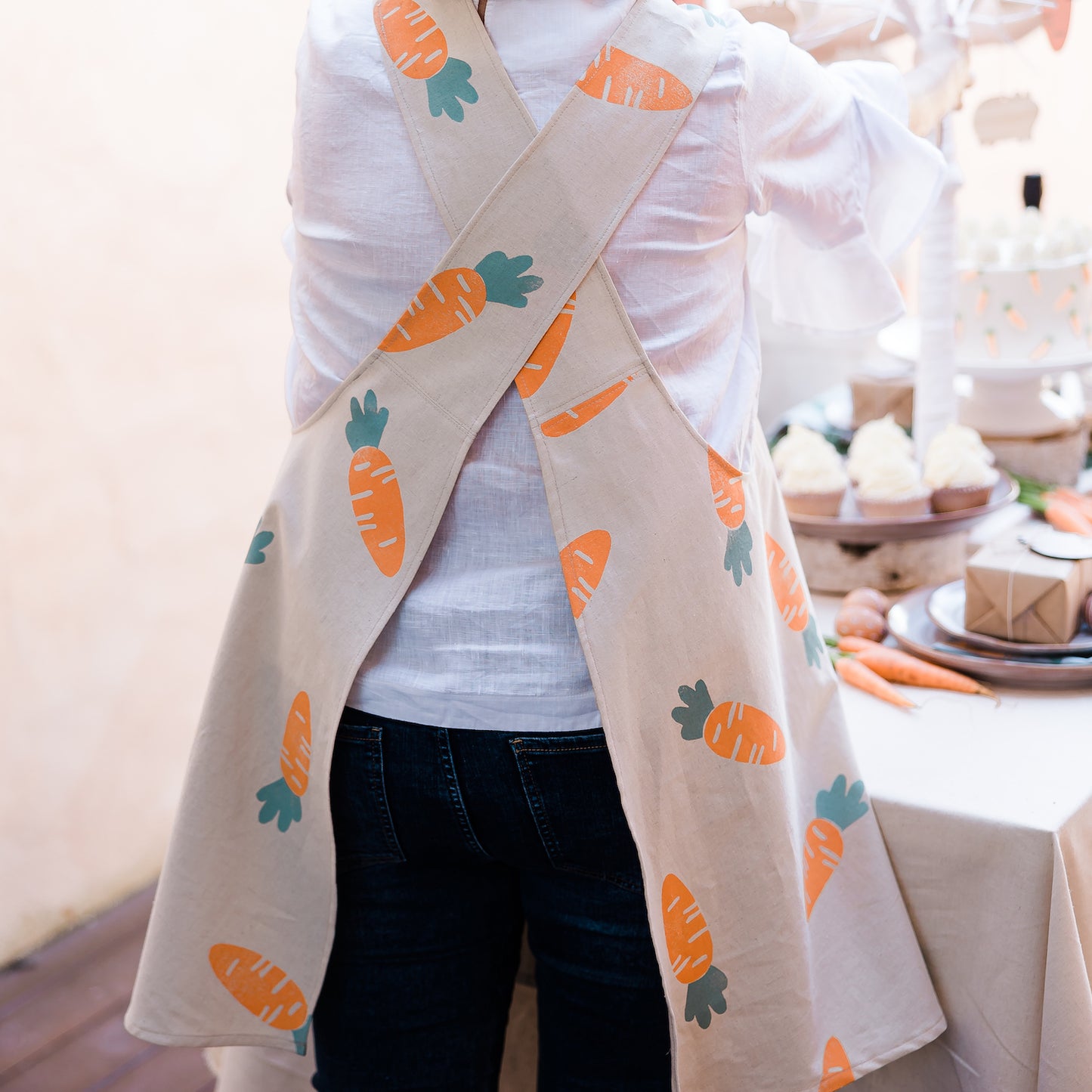 Block Printed Apron - Easter Carrots-Bandicute