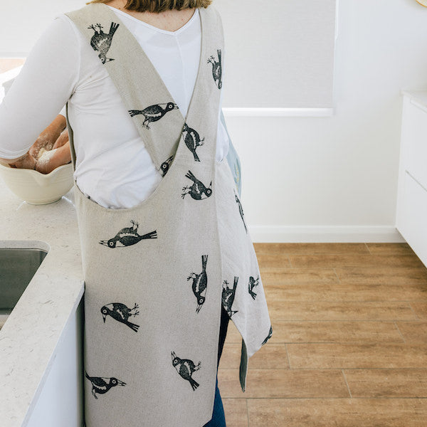Block Printed Apron - Magpies-Bandicute