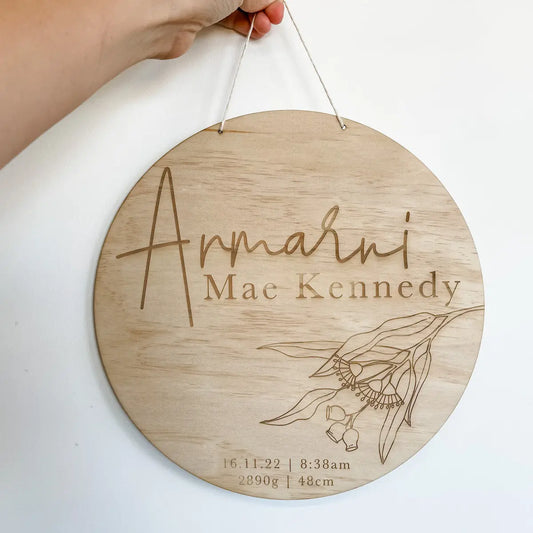 Baby Birth Plaque with gum nuts