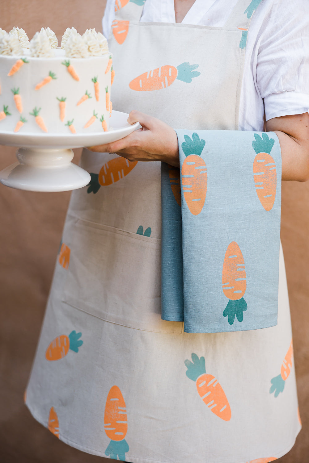 Block Printed Apron - Easter Carrots-Bandicute