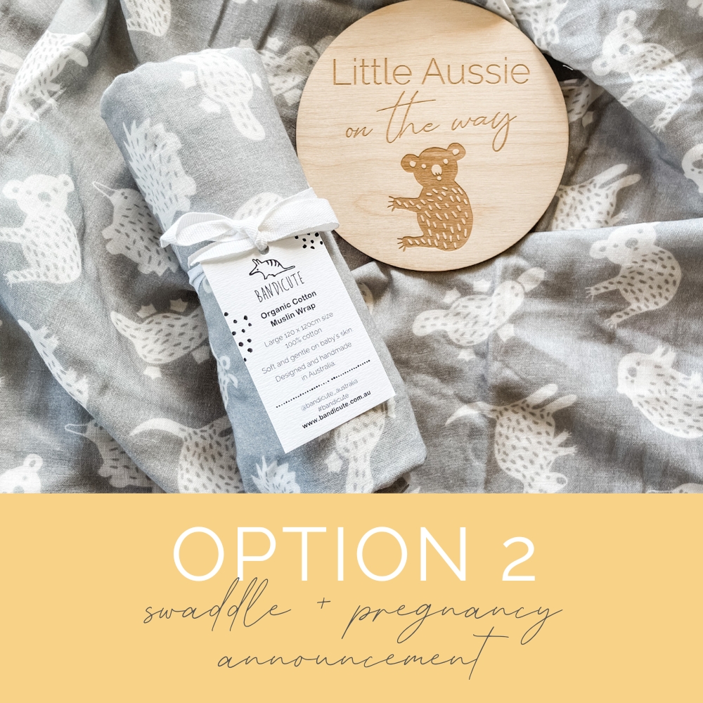 Birth/Pregnancy Announcement Swaddle Set - Grey Little Aussies-Bandicute