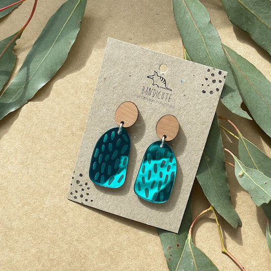 Teal Mirror Dangles-Bandicute