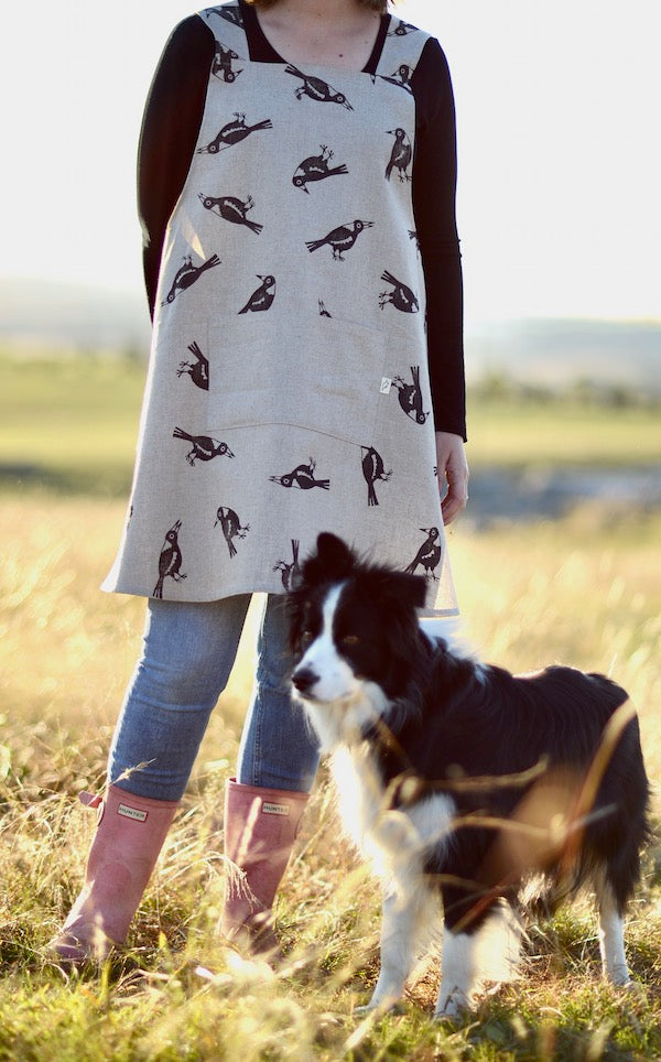 Block Printed Apron - Magpies-Bandicute
