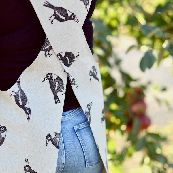 Block Printed Apron - Magpies-Bandicute