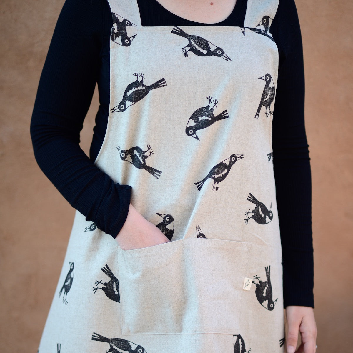Block Printed Apron - Magpies-Bandicute