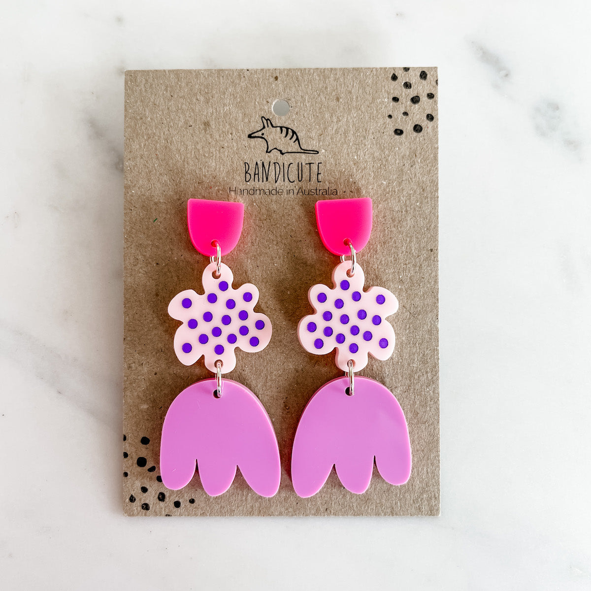 Statement Earrings - Ditzy Flower Drops-Bandicute