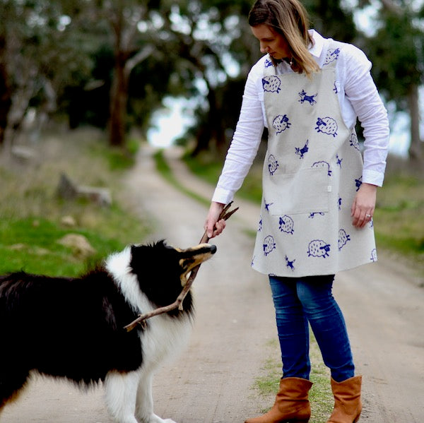 Block Printed Apron - Sheepdog-Bandicute
