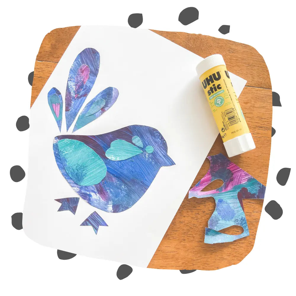 Free Kids Craft Activity – Eric Carle Inspired Blue Wren Collage