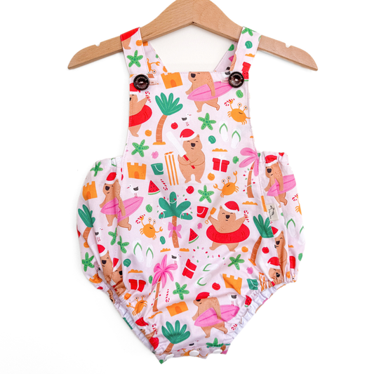 PRE-ORDER - Plain Strap - Christmas by the Beach Baby Romper Bandicute