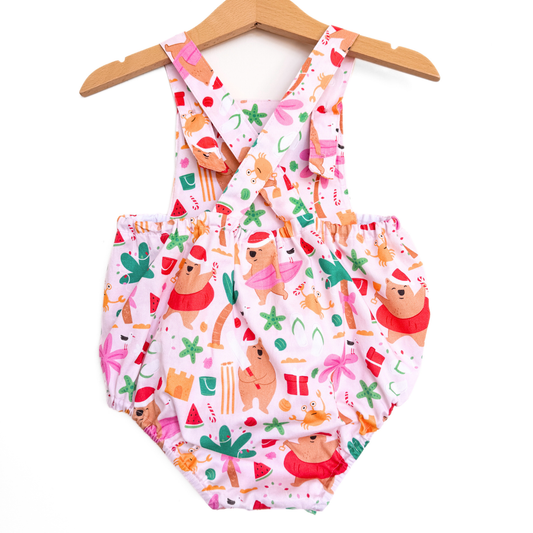 PRE-ORDER - Plain Strap - Christmas by the Beach Baby Romper Bandicute