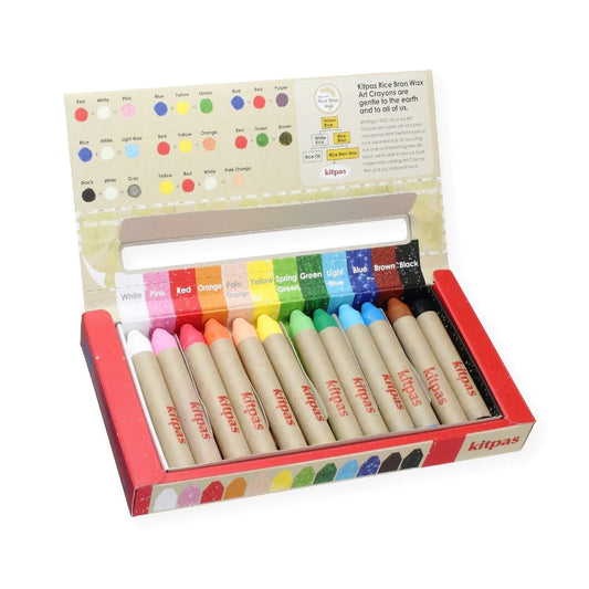 Kitpas Medium Stick Rice Wax Crayons - 12 Pack-Bandicute