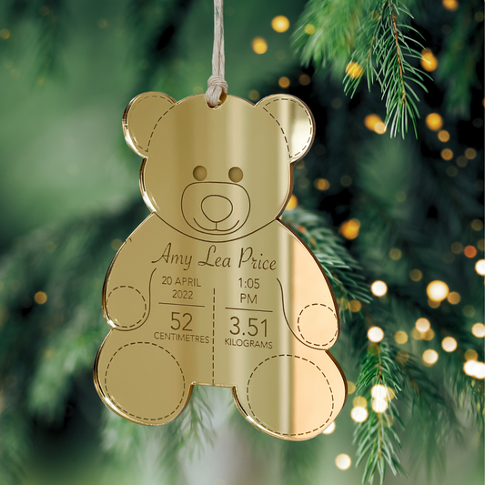 Baby Birth Details Personalised Christmas Ornament - Teddy Bear-Bandicute