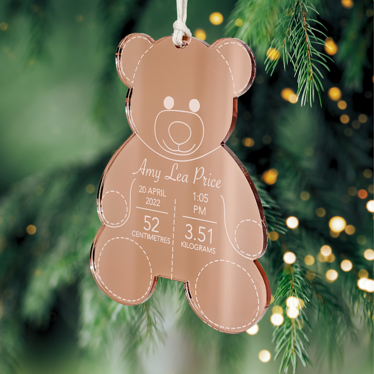 Baby Birth Details Personalised Christmas Ornament - Teddy Bear-Bandicute