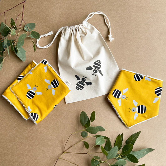 Bib and Burp Cloth Bundle – Bees-Bandicute