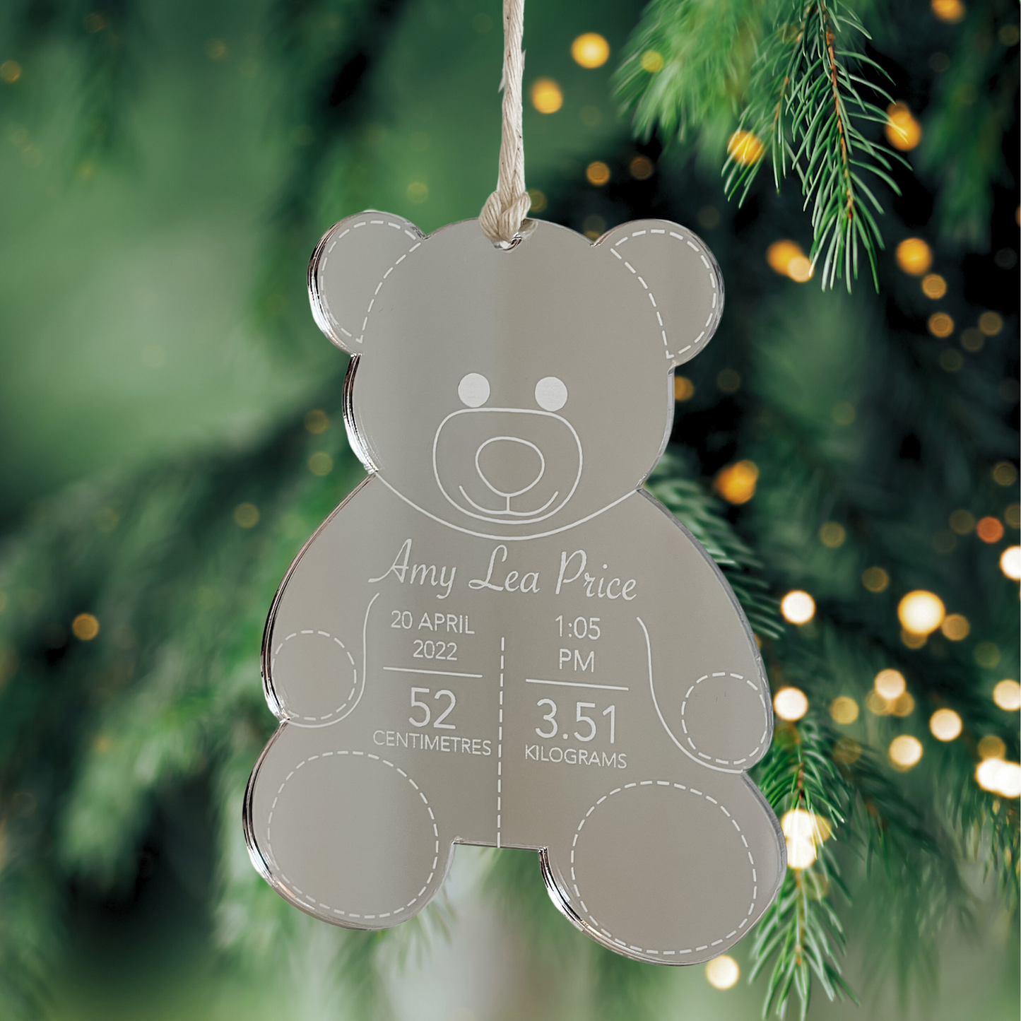 Baby Birth Details Personalised Christmas Ornament - Teddy Bear-Bandicute