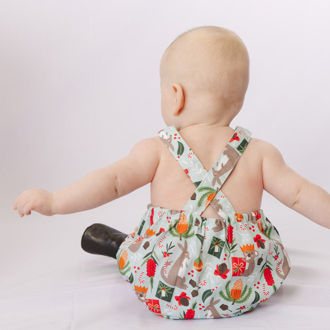 PRE-ORDER - Christmas Baby Romper - Australian Native Animals - Plain Straps-Bandicute
