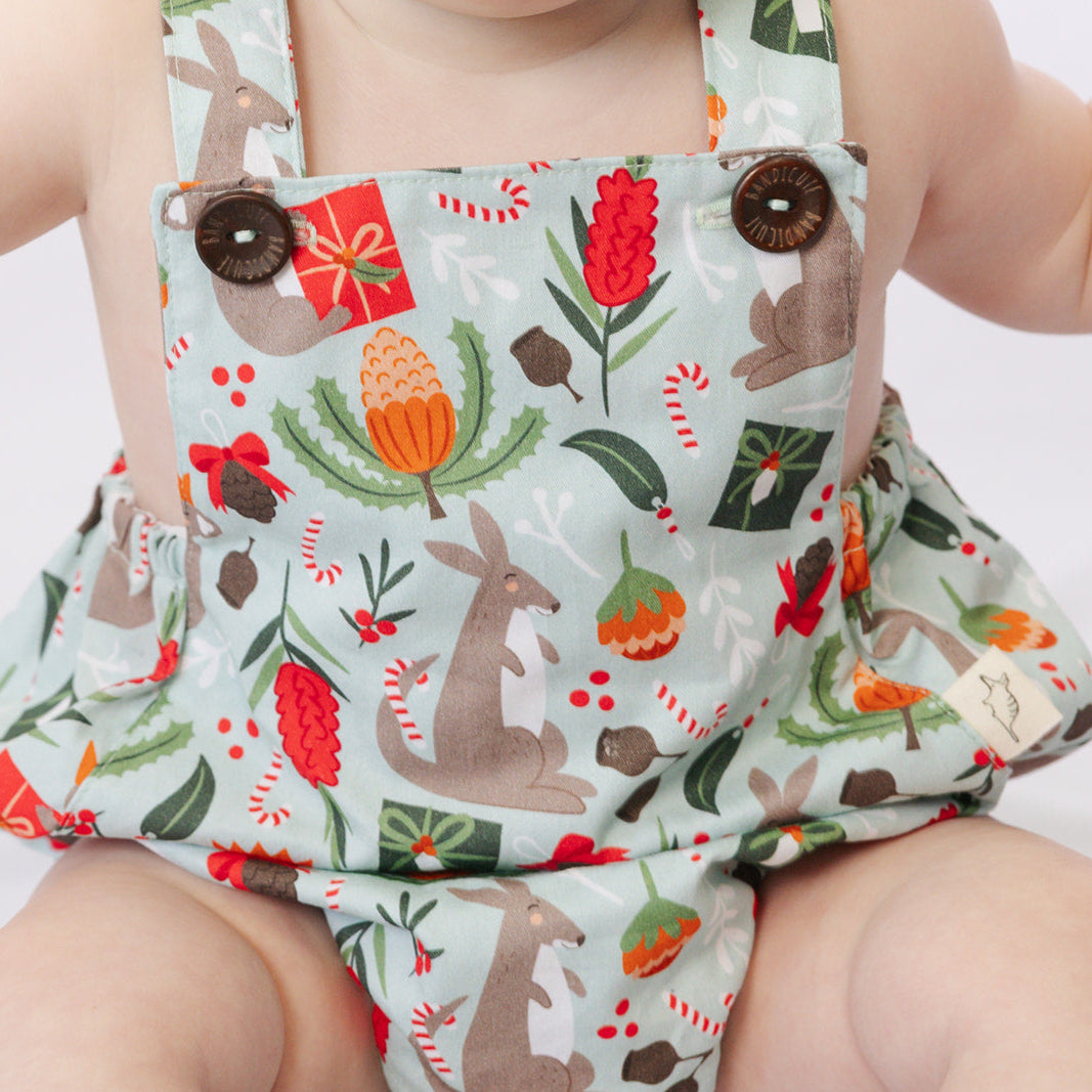 PRE-ORDER - Christmas Baby Romper - Australian Native Animals - Plain Straps-Bandicute