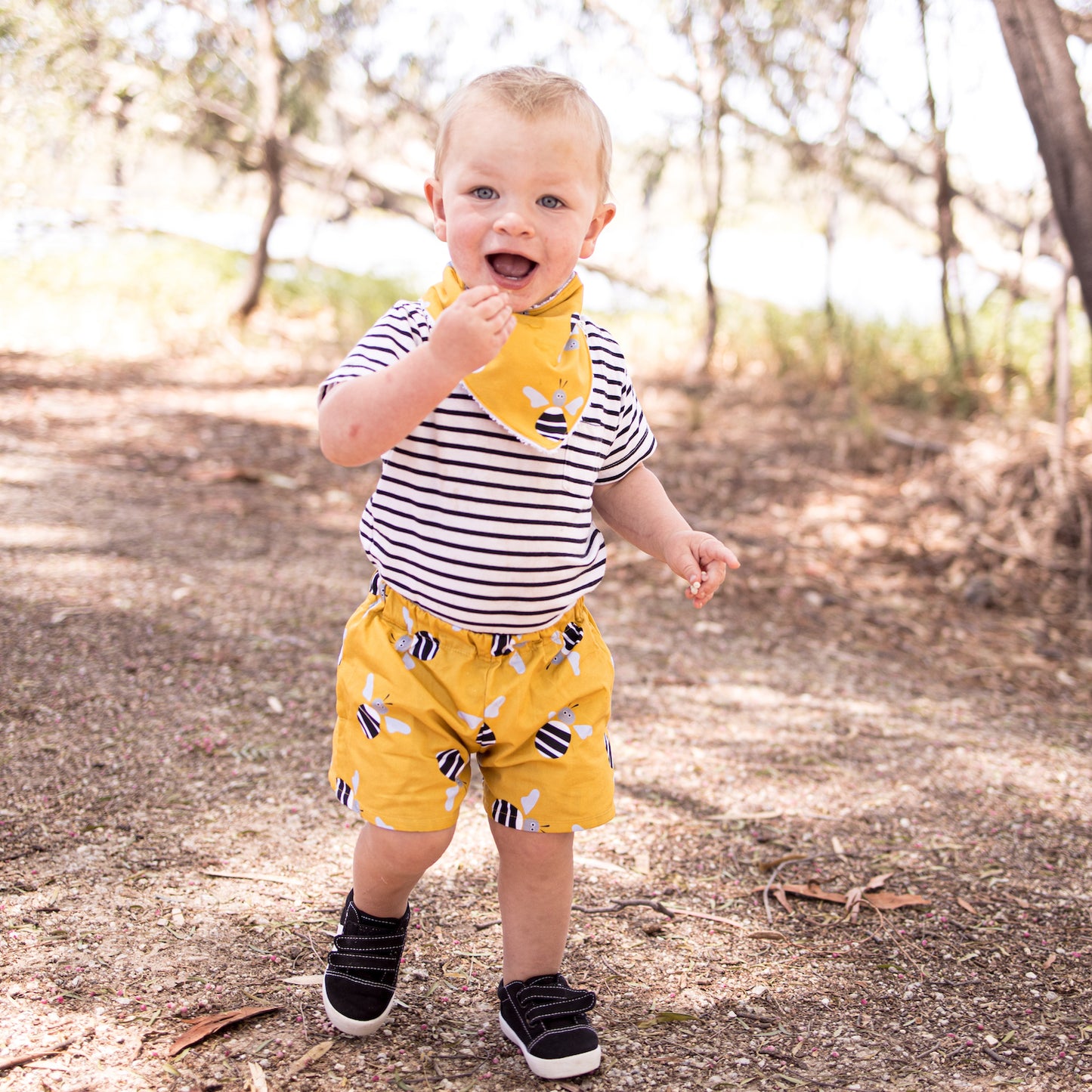 Children's Cotton Shorts - Yellow Bees - Size 1 to 8-Bandicute