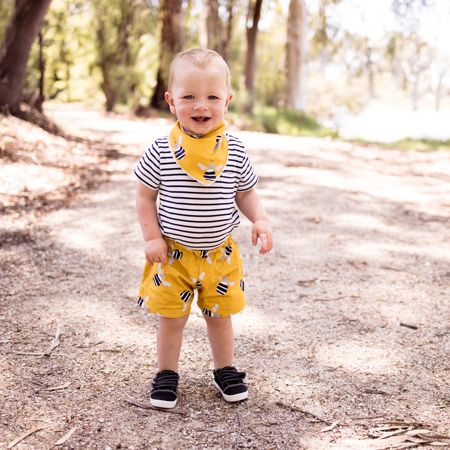 Children's Cotton Shorts - Yellow Bees - Size 1 to 8-Bandicute