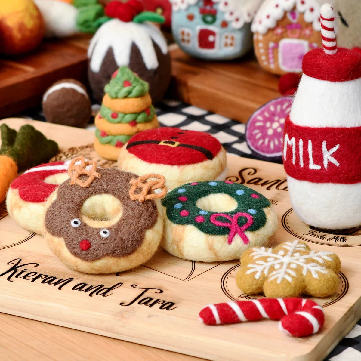 Magical Christmas Play Food Set - Santa's Milk and 4 Christmas Donuts-Bandicute