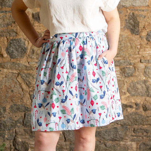 Christmas Women's Skirt - Blue Wren - PRE-ORDER-Bandicute