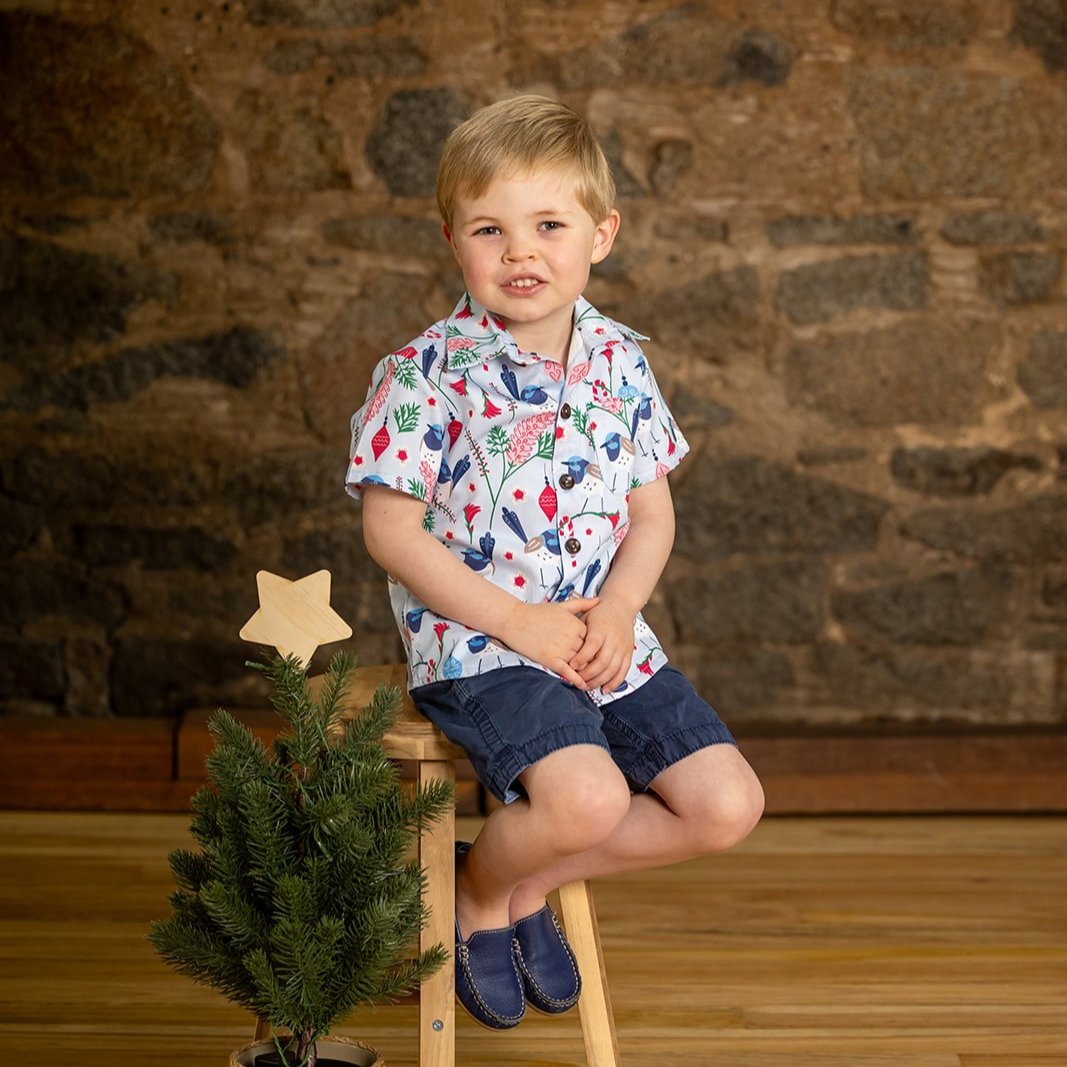 Blue Wren Christmas Boys Shirt - PRE-ORDER-Bandicute