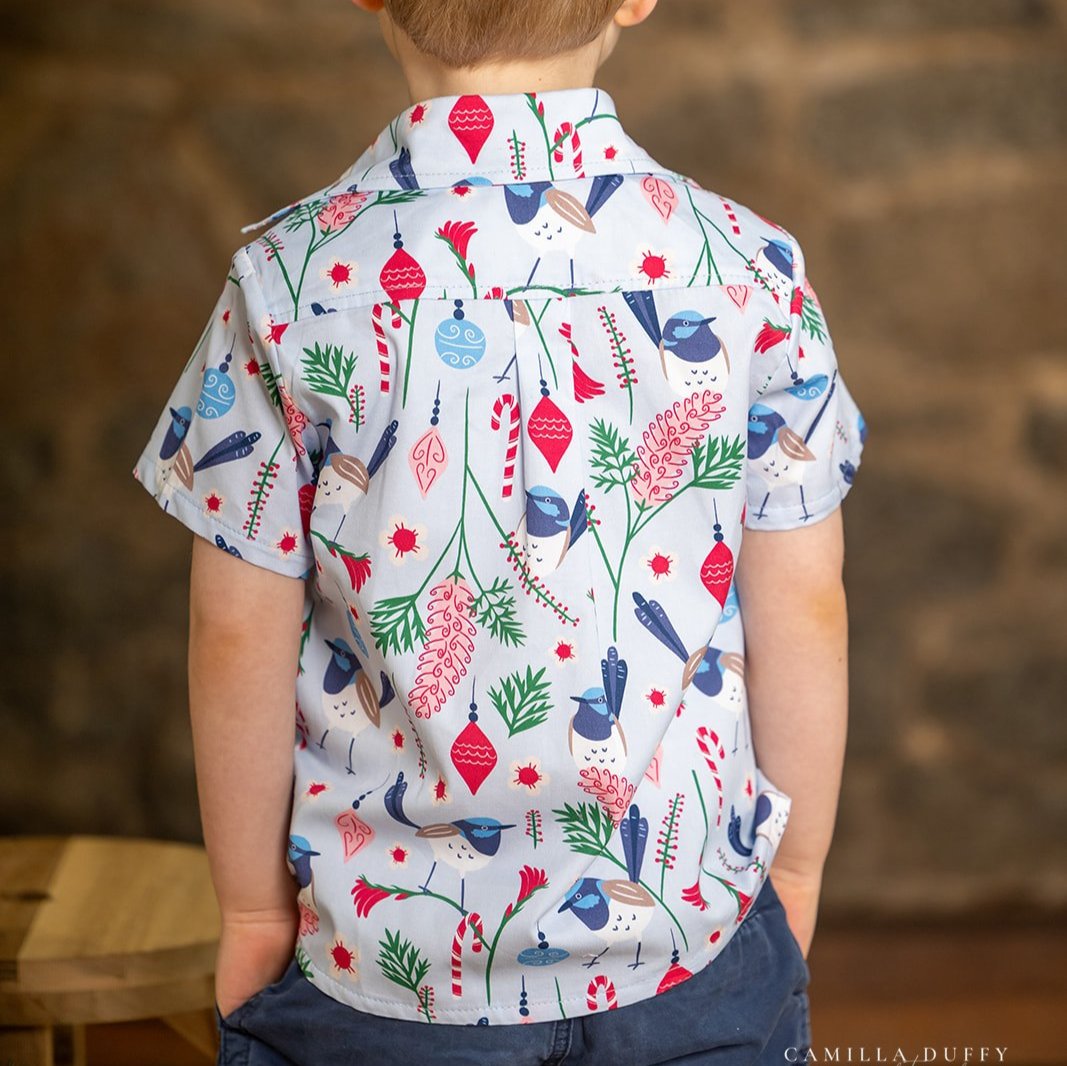 Blue Wren Christmas Boys Shirt - PRE-ORDER-Bandicute