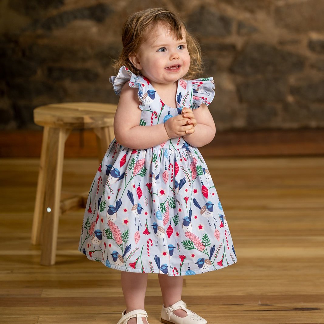 Blue Wren Girls Christmas Dress - PRE-ORDER-Bandicute