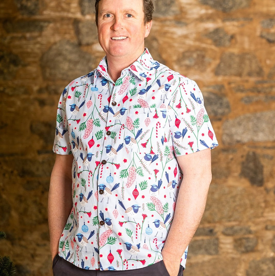 Blue Wren Christmas Men's Shirt - PRE-ORDER-Bandicute