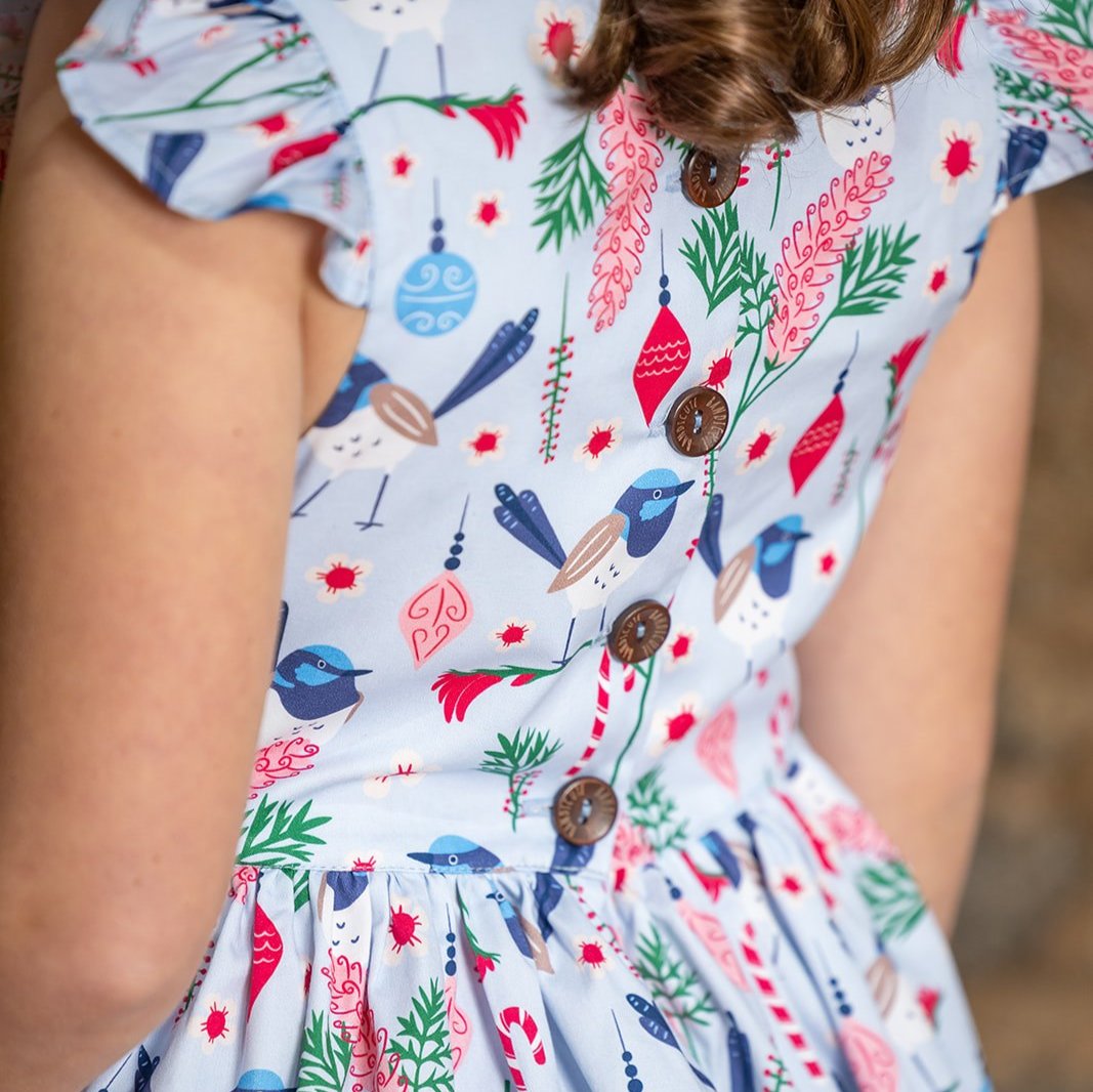 Blue Wren Girls Christmas Dress - PRE-ORDER-Bandicute